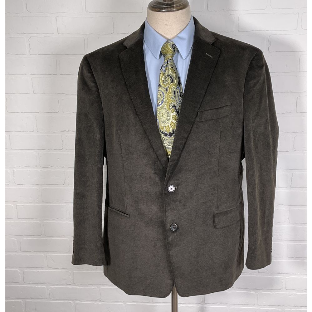 Chaps‎ Blazer Men 46R Brown Corduroy Hunting Dog Lining Elbow Patches Cotton